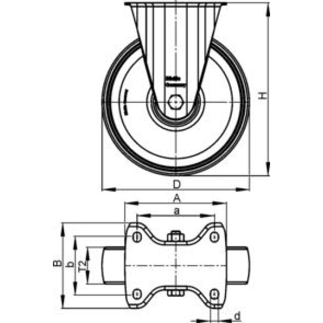 Bockrolle Thermoplast grau BPA-TPA