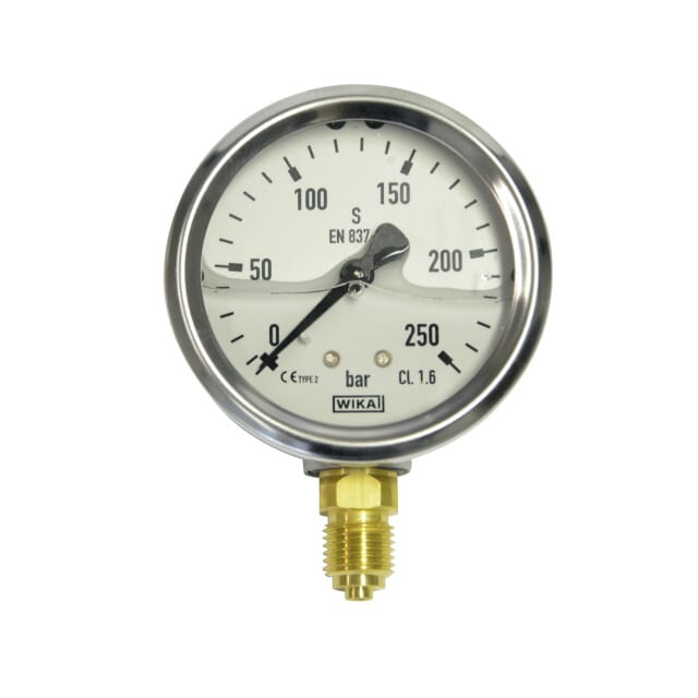 Rohrfedermanometer mit Glycerinfüllung, Anschluss Unten