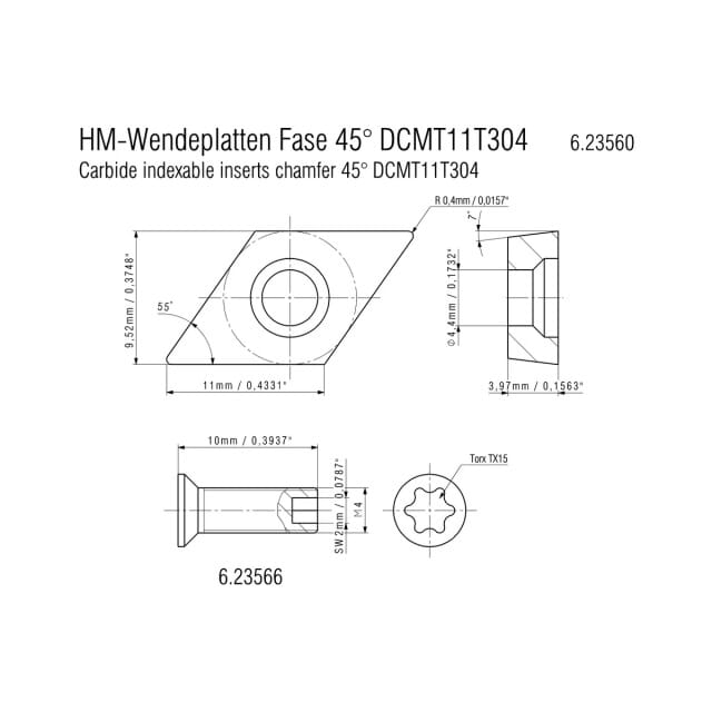 10 HM-Wendeplatten Fase 45° 623560000 Metabo