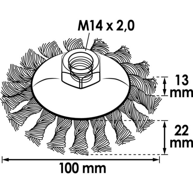 Kegelbürste f. Winkelschl. gezopft,100mm V6805 Vigor