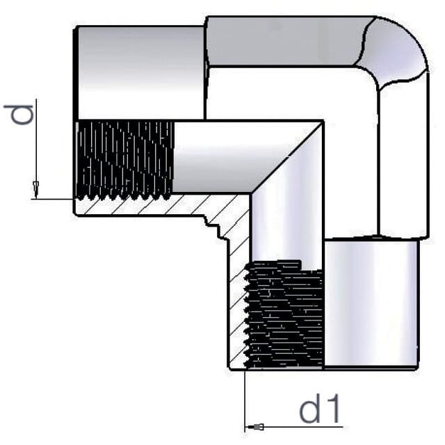 Adapter-Winkelmuffe 90° A-WI-BSP 1/4" IG