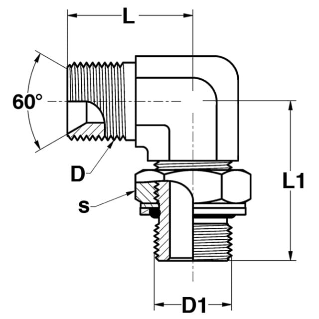 Winkeleinschraubstutzen 90° einstellbar BSP