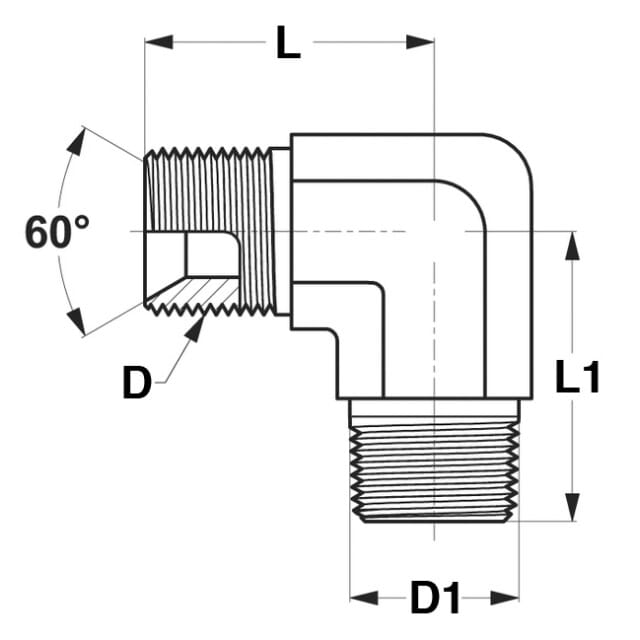 Winkeladapter 90° BSP-NPTF