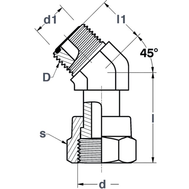 Winkel-Einschraubstutzen 45° ORFS