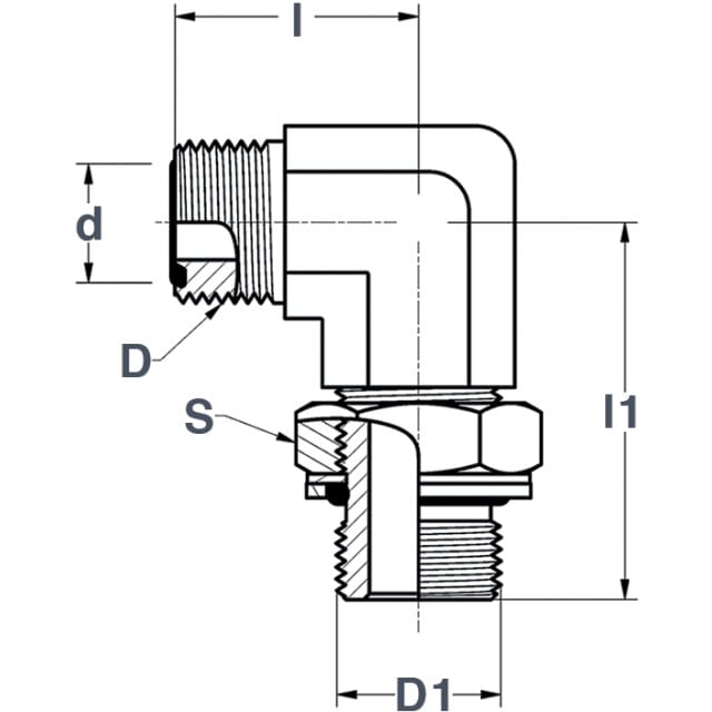 Winkeleinschraubverschraubung 90° einstellbar ORFS-M