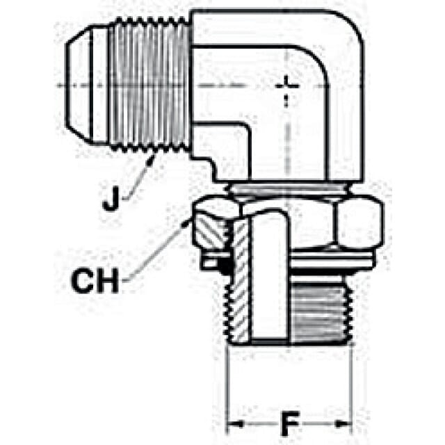Winkeleinschraubverschraubung 90° einstellbar, mit Kammerring, JIC-M