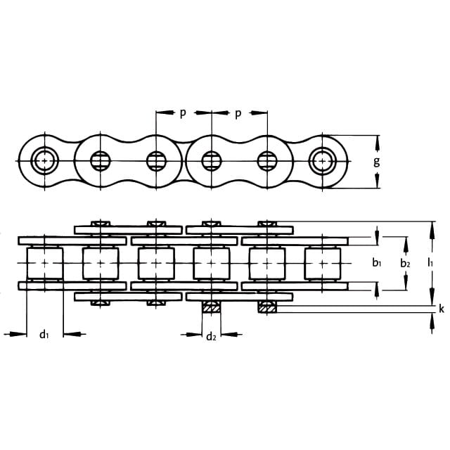 Rollenkette europäische Bauart DIN 8187 1-fach