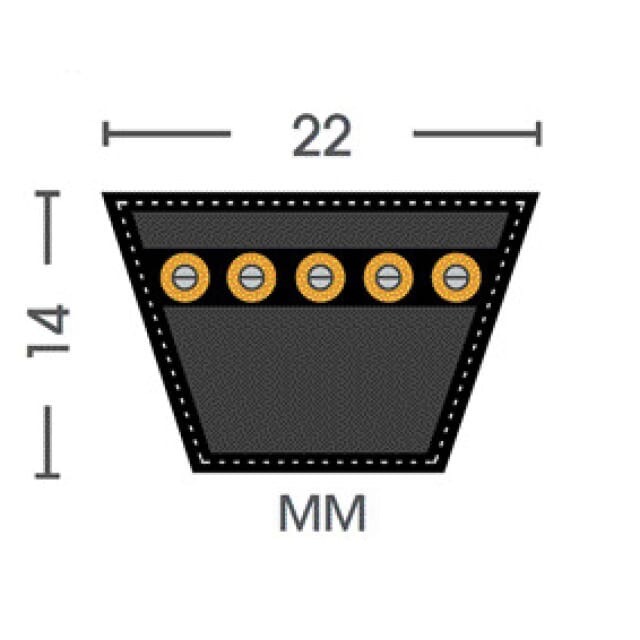 Keilriemen DIN 2215 KR22-1524 LI C 60-4MP