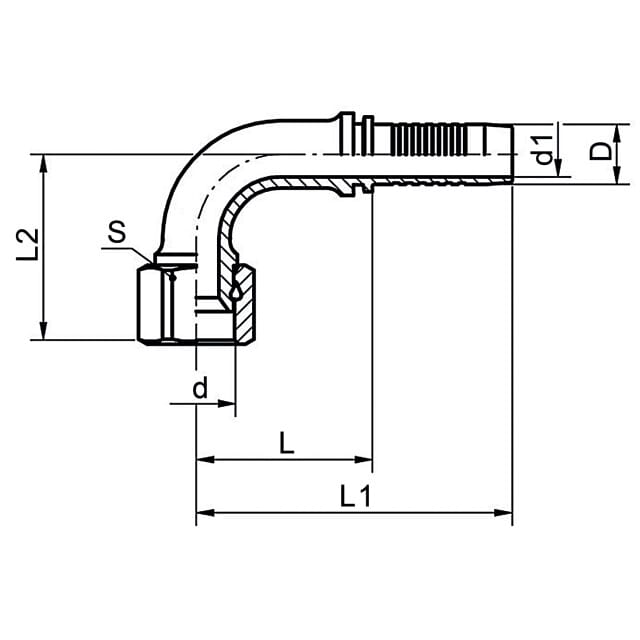 Dichtkegelnippel 90°, C-DKJ90, Edelstahl 1.4571