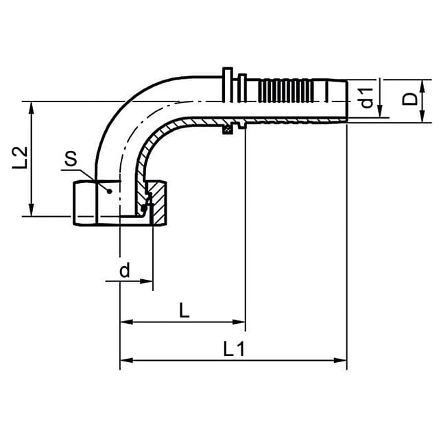 Dichtkegelnippel 90°, C-DKOL90, Edelstahl 1.4571