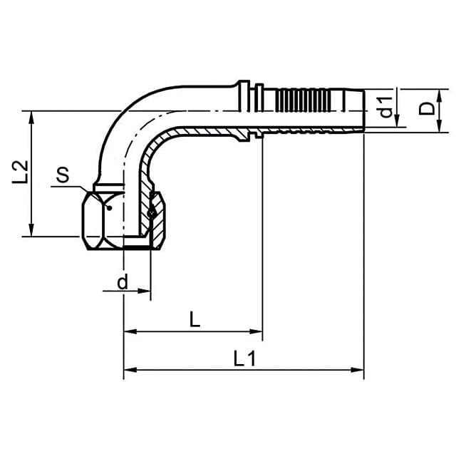 Dichtkegelnippel 90°, C-DKR90, Edelstahl 1.4571