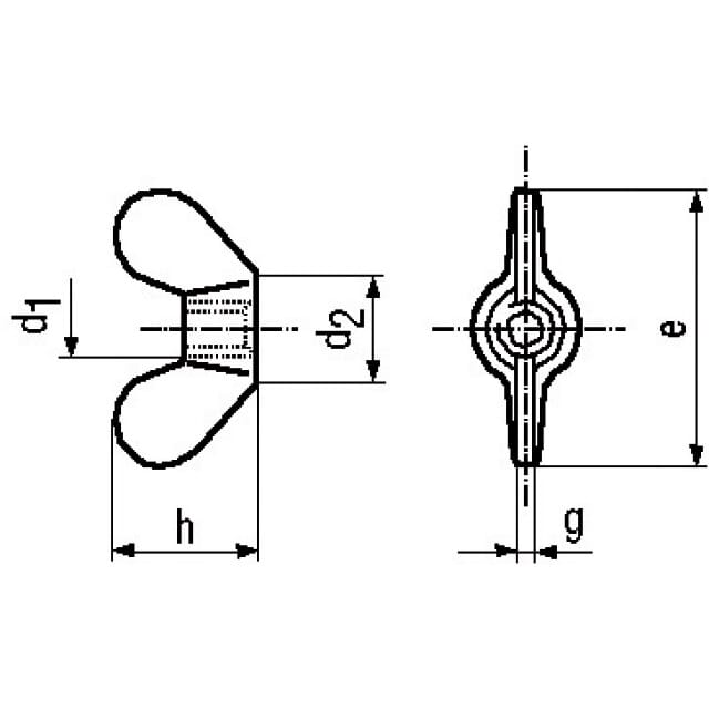 Fluegelmutter, amerik. Form, DIN 315 A2
