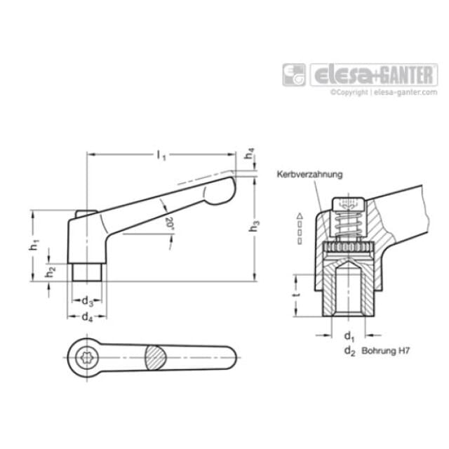 Verstellbarer Klemmhebel GN 300-78-M10
