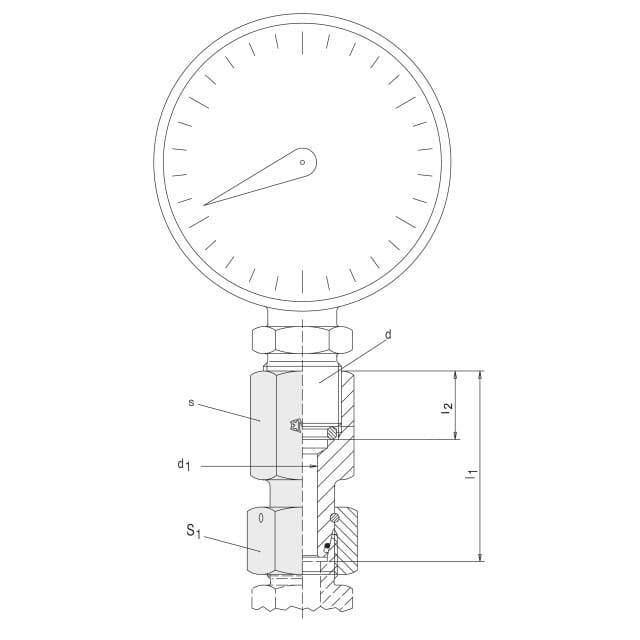 Manometer-Verschraubung mit Dichtkegel und O-Ring EMB