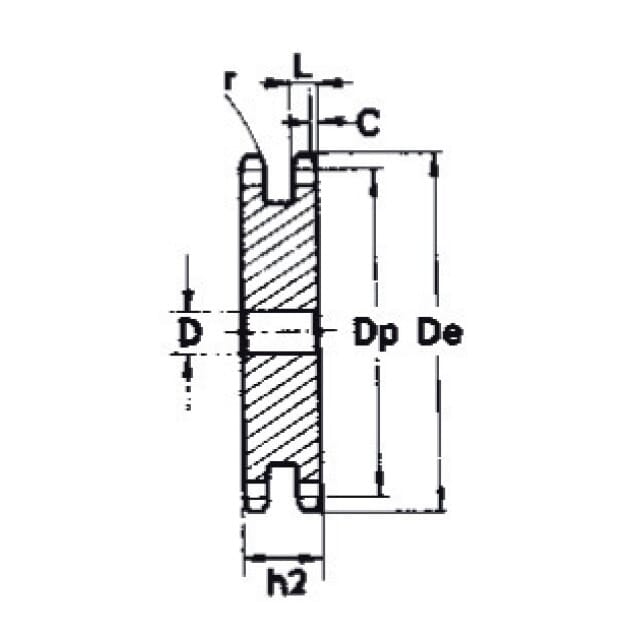 Kettenradscheibe DIN 8187/ISO R606 2-fach