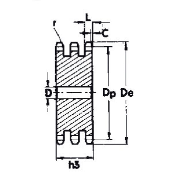 Kettenradscheibe DIN 8187/ISO R606 3-fach