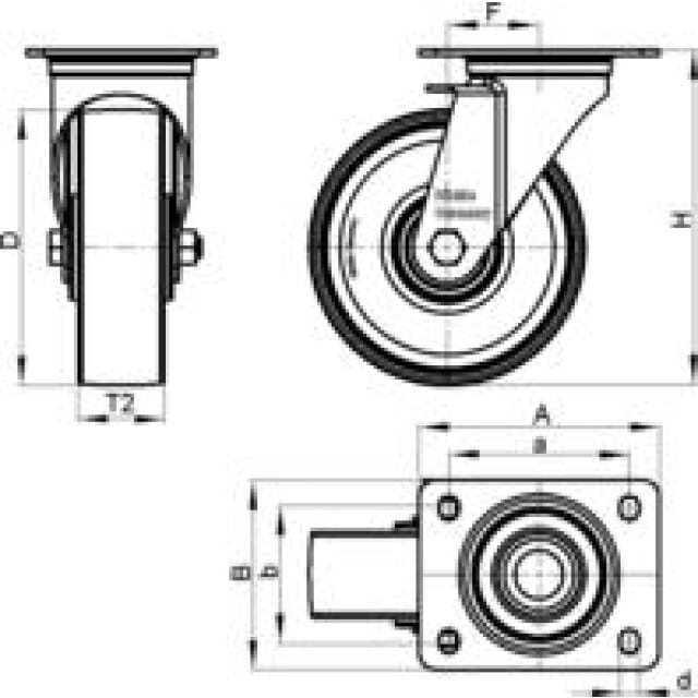Lenkrolle Vollgummi Schwerlast L-ALEV