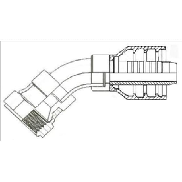 Dichtkegelarmatur 45°, metrisches Gewinde, JIS45-Komatsu multiCrimp