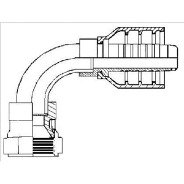 Dichtkegelarmatur 90°, metrisches Gewinde, JIS90-Komatsu multiCrimp