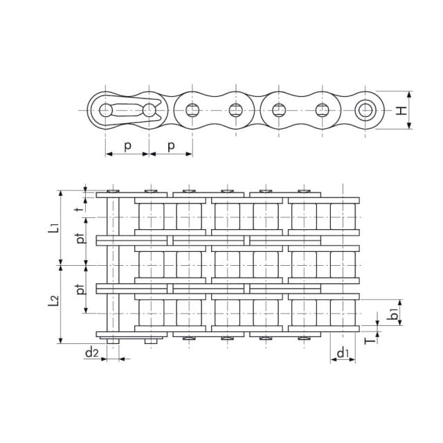 Hochleistungsrollenkette amerikanische Bauart DIN 8188 - Tsubaki RS 3-fach
