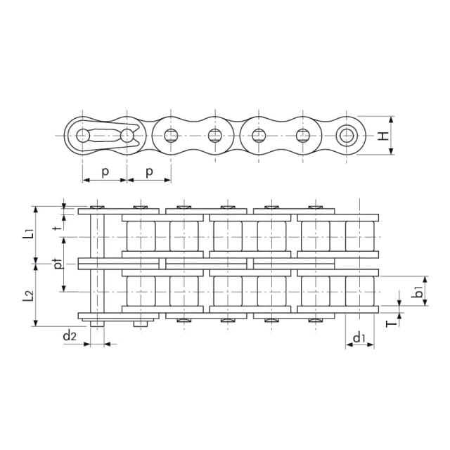 Hochleistungsrollenkette amerikanische Bauart DIN 8188 - Tsubaki RS 2-fach